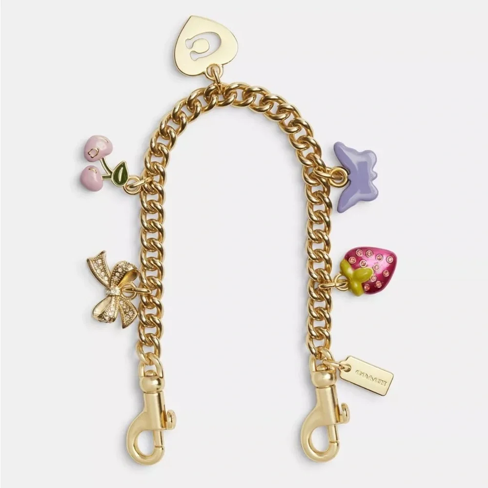Coach Gold Motif Extension Swagger Chain With Charms CW663 NWT